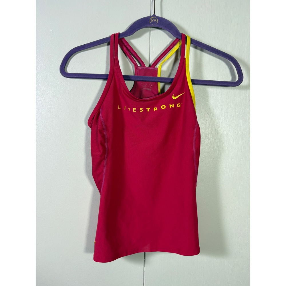 Nike Livestrong Strappy Racerback Tank Top Built-in Bra Small Athleisure Y2K